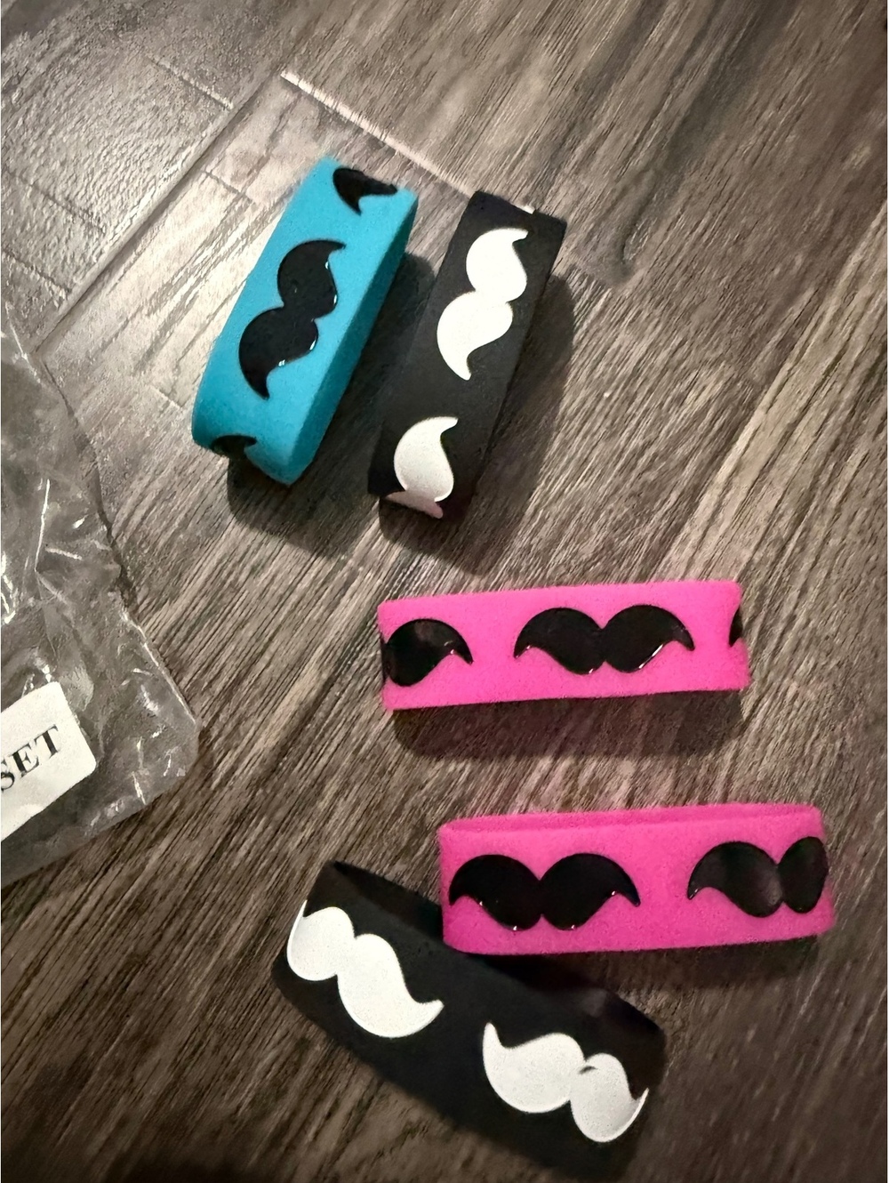 Mustache lot of stretchy bracelets humor party gifts hair